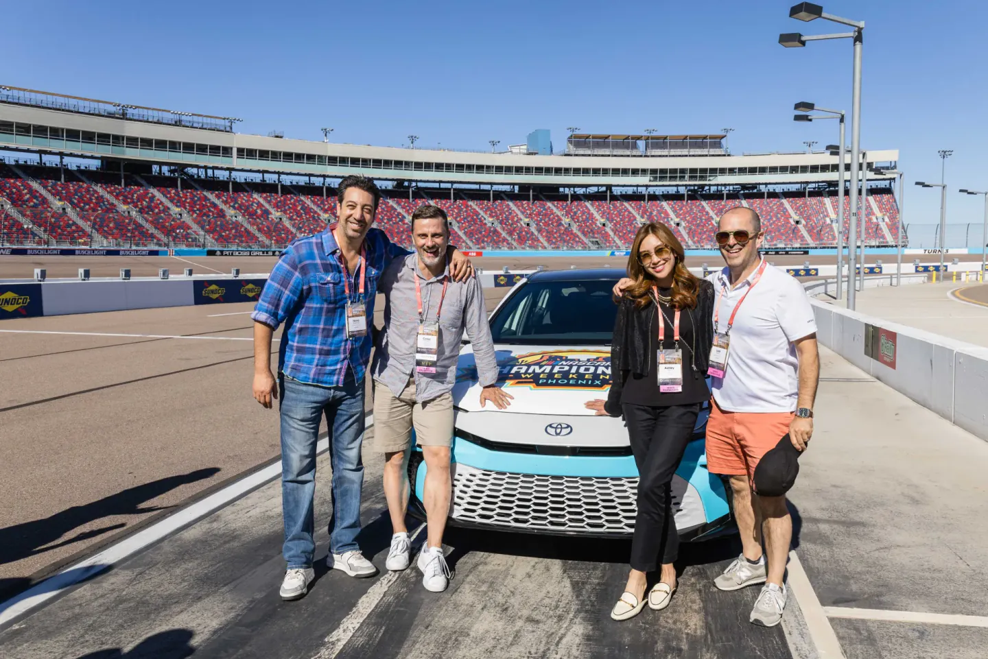 Group photo with the pace car on pit road at EO Alchemy, Scottsdale, 2025