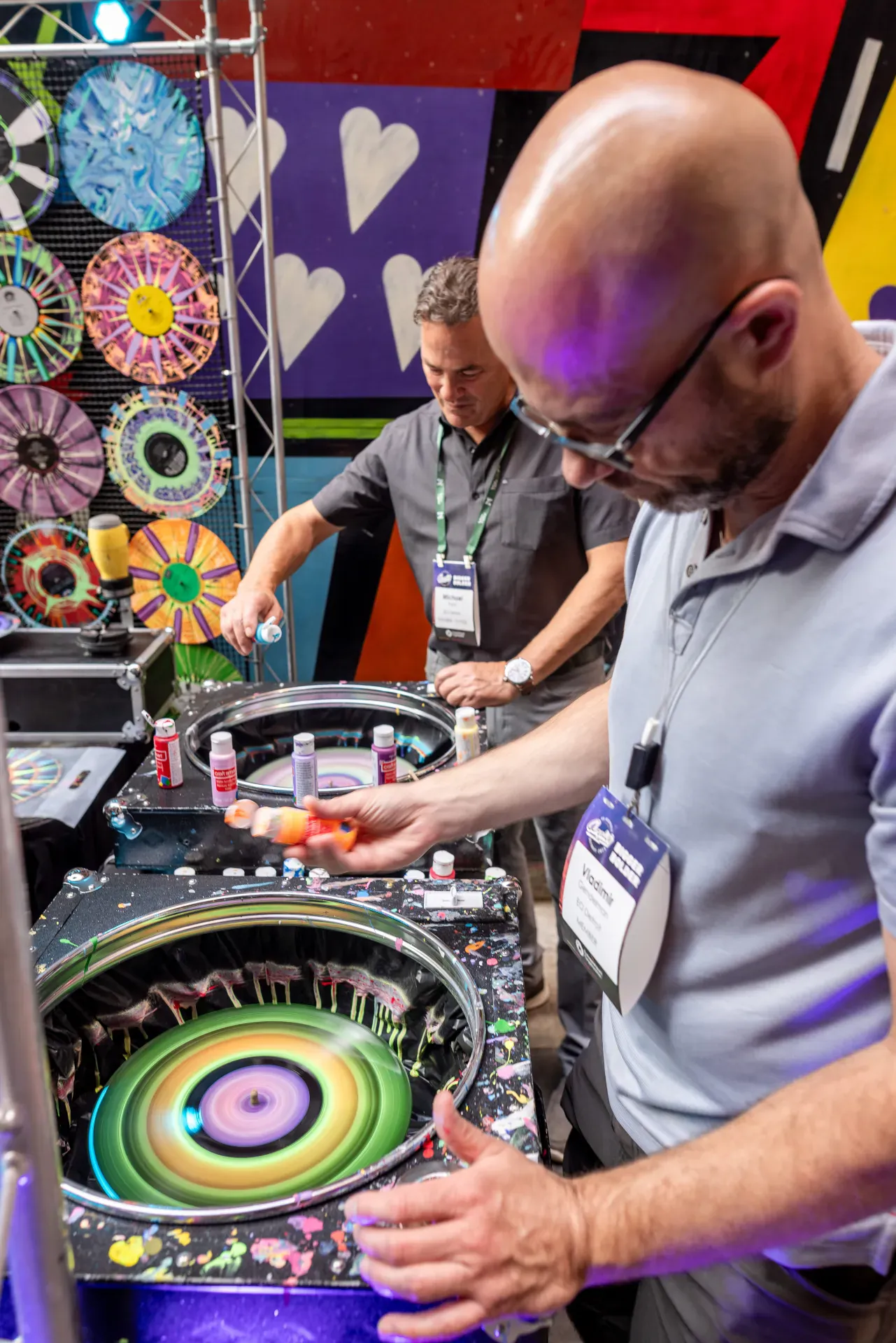 Spin-art activation at EO XCentric, Detroit, 2023