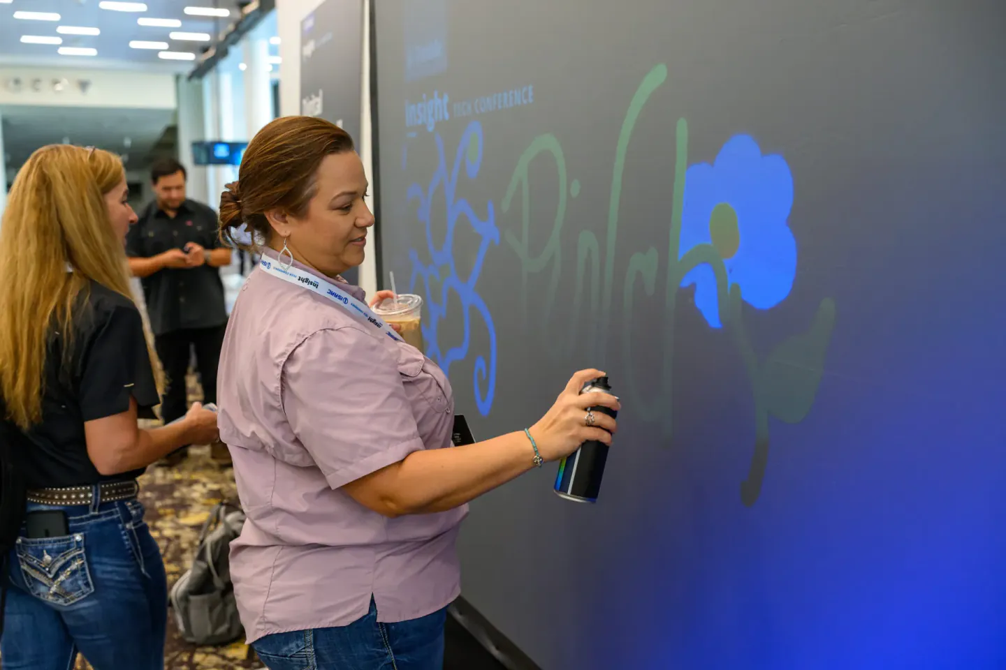 Graffiti-wall activation at Trimble Insight, 2025