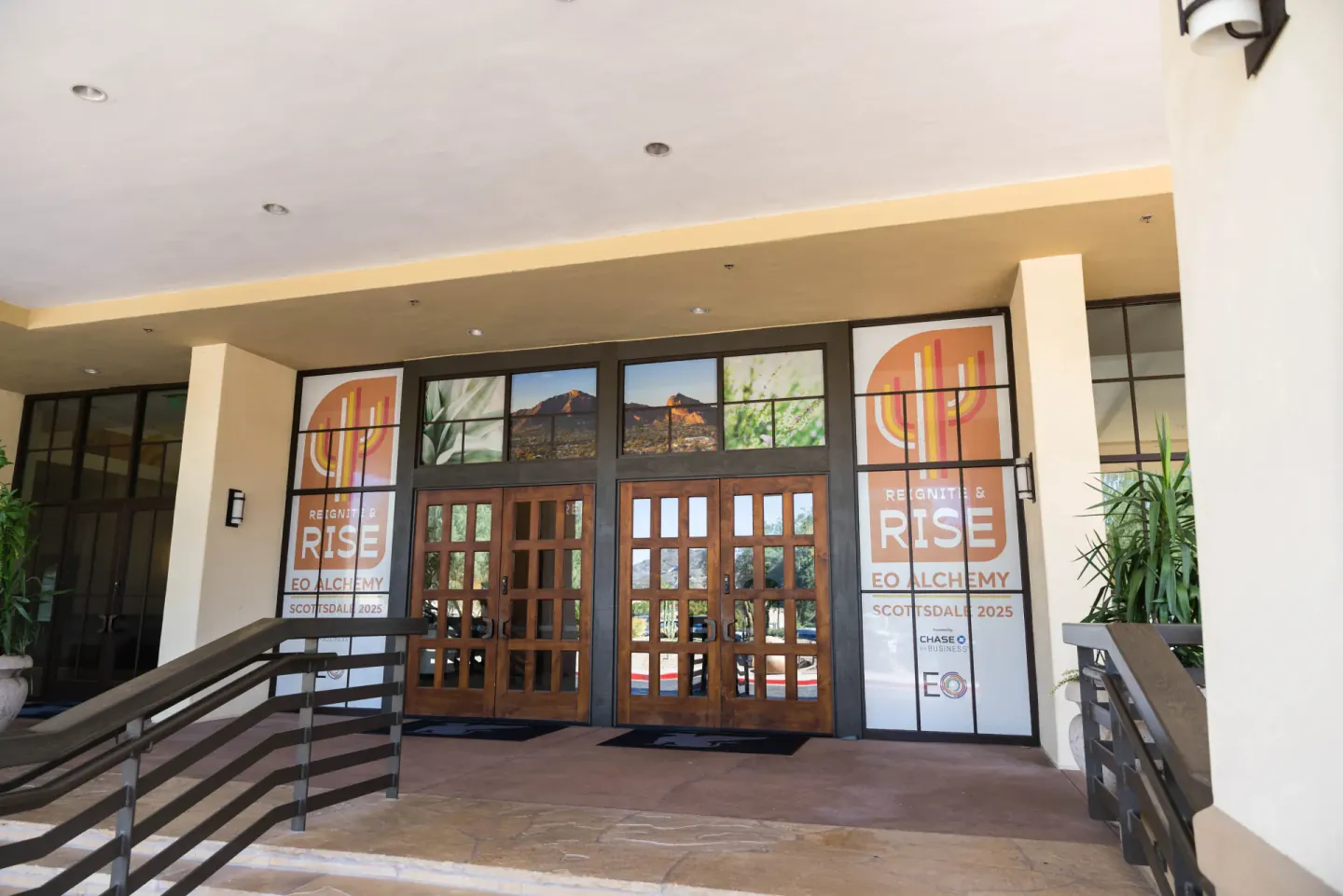 Reignite and Rise entrance graphics at EO Alchemy, Scottsdale, 2025