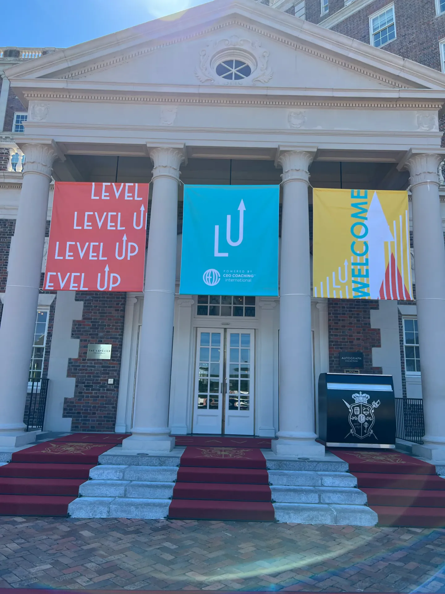 Level Up entrance banners at the Cavalier for EO NERVE, Virginia Beach, 2022