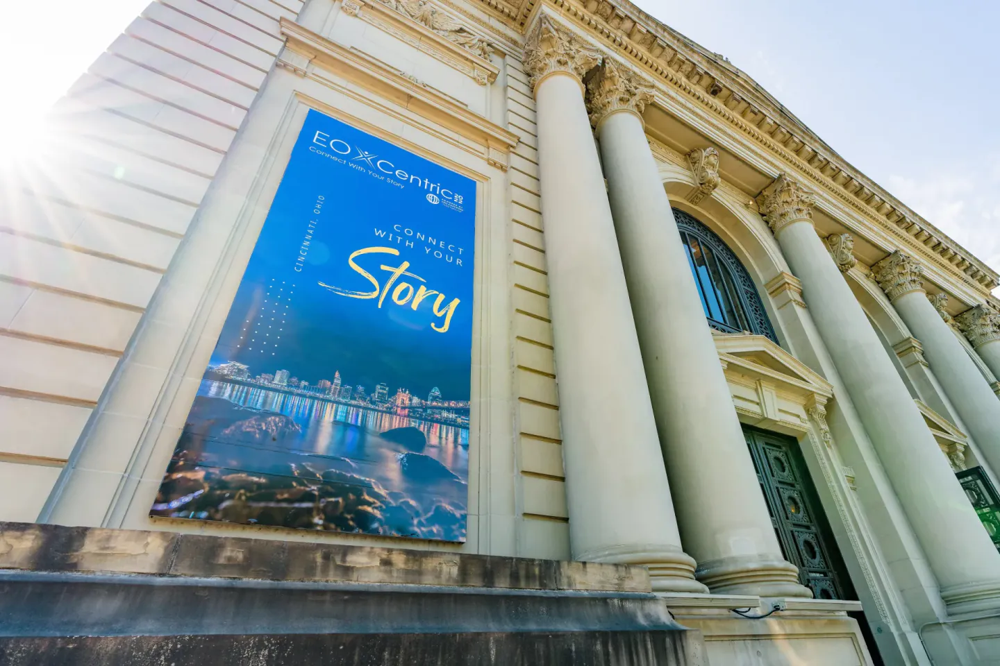 Connect With Your Story building banner at EO XCentric, Cincinnati, 2022