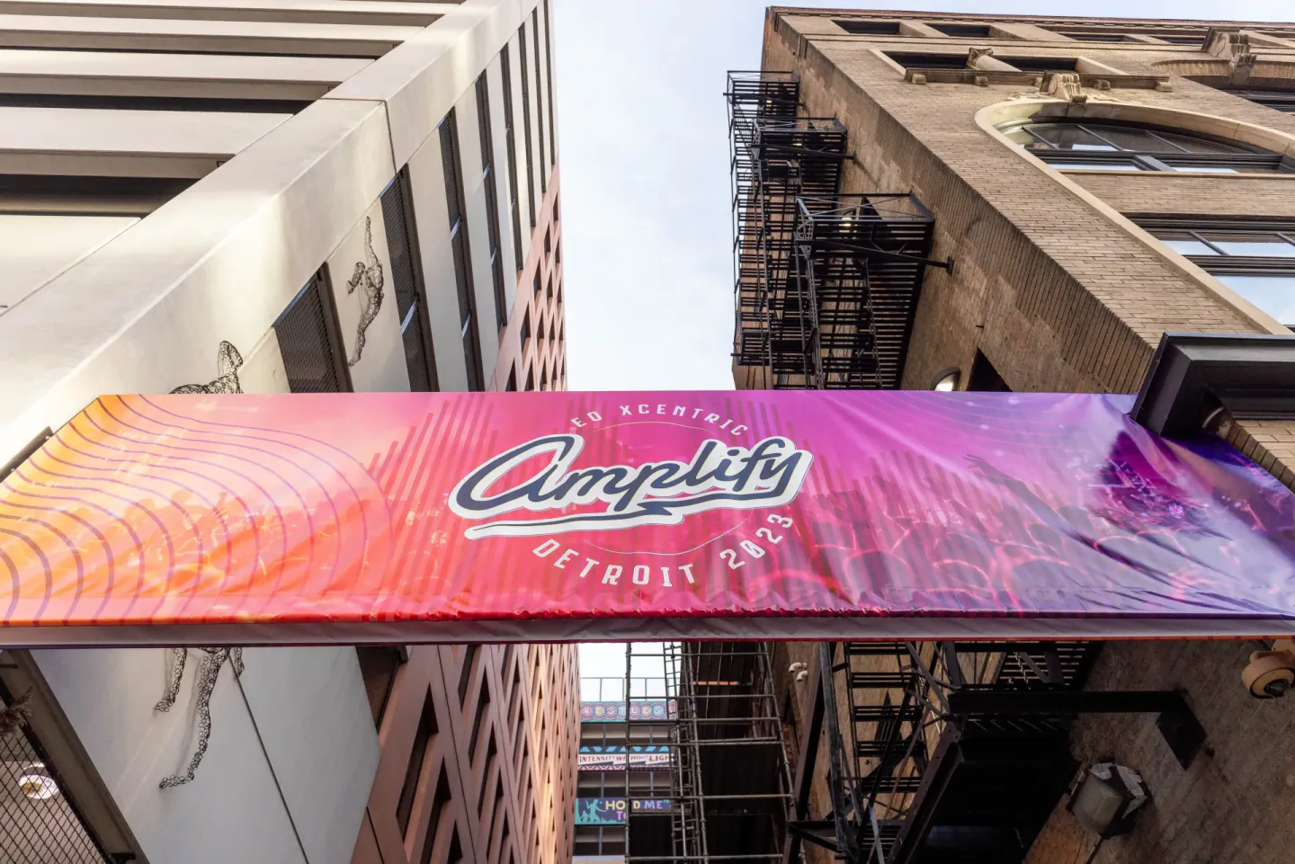 Street banner for EO XCentric Amplify, Detroit, 2023