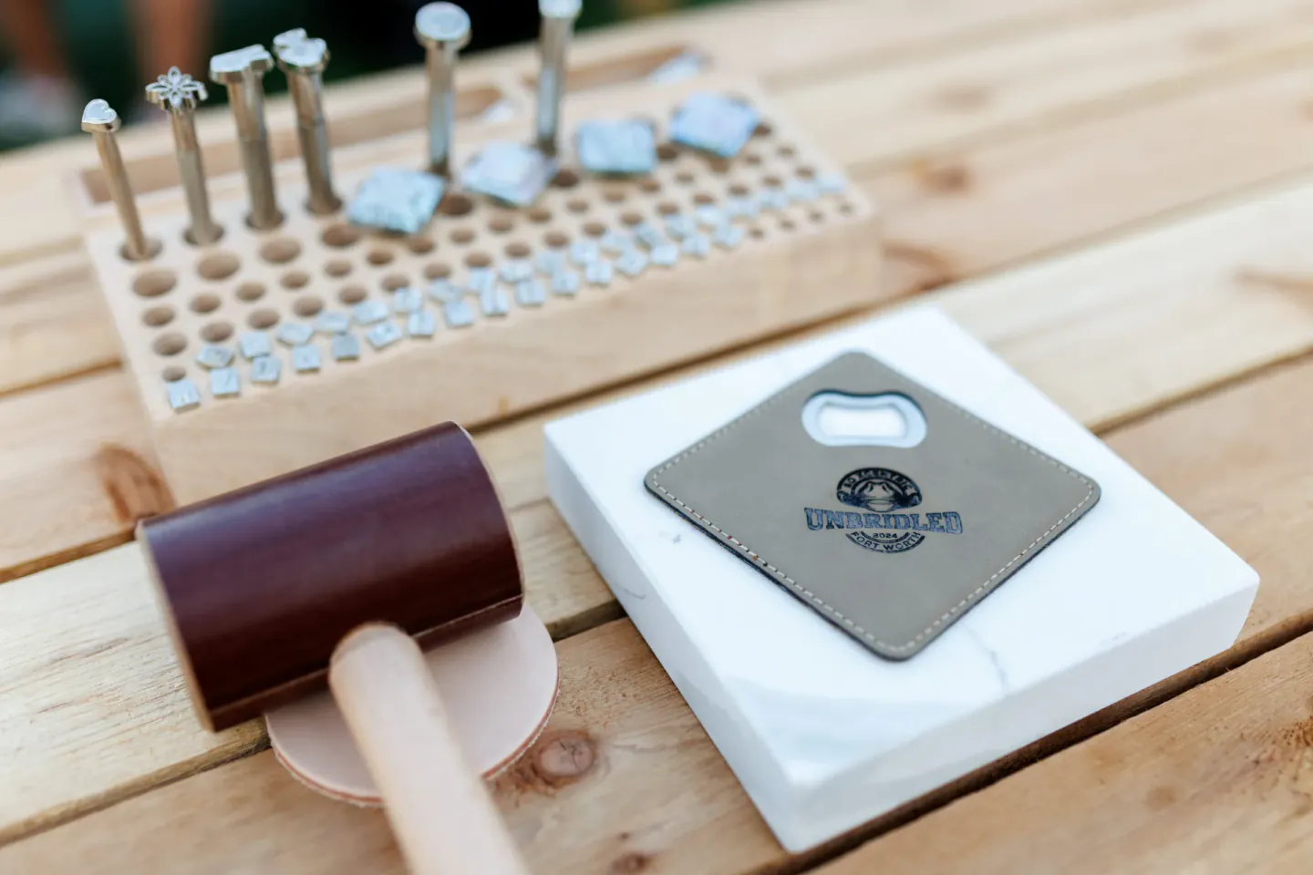 Unbridled branded leather stamp activation, Fort Worth, 2024