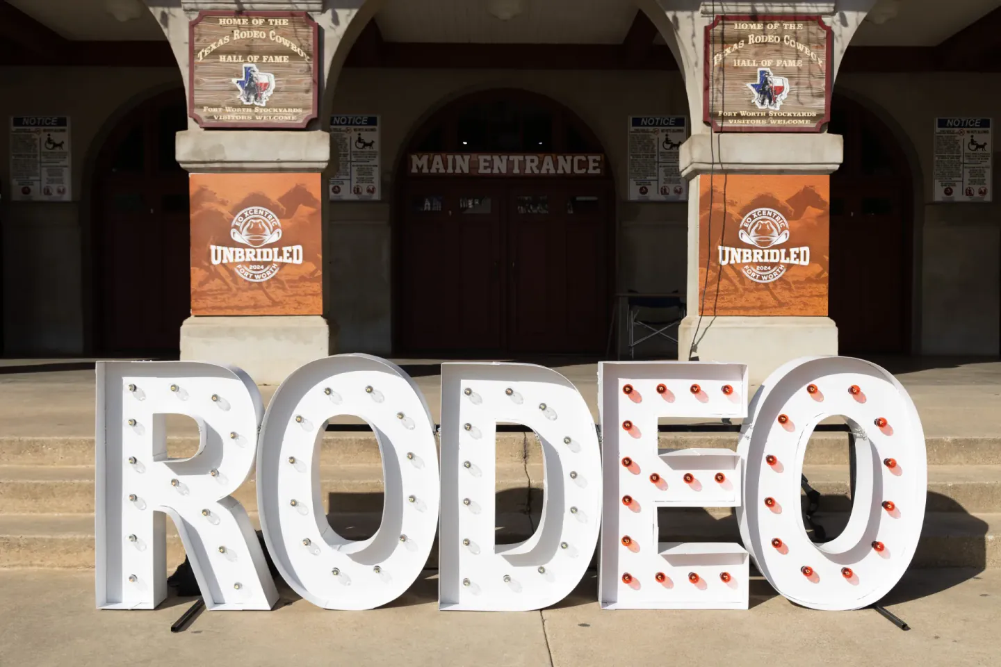 Unbridled marquee letters at the Fort Worth Stockyards, 2024