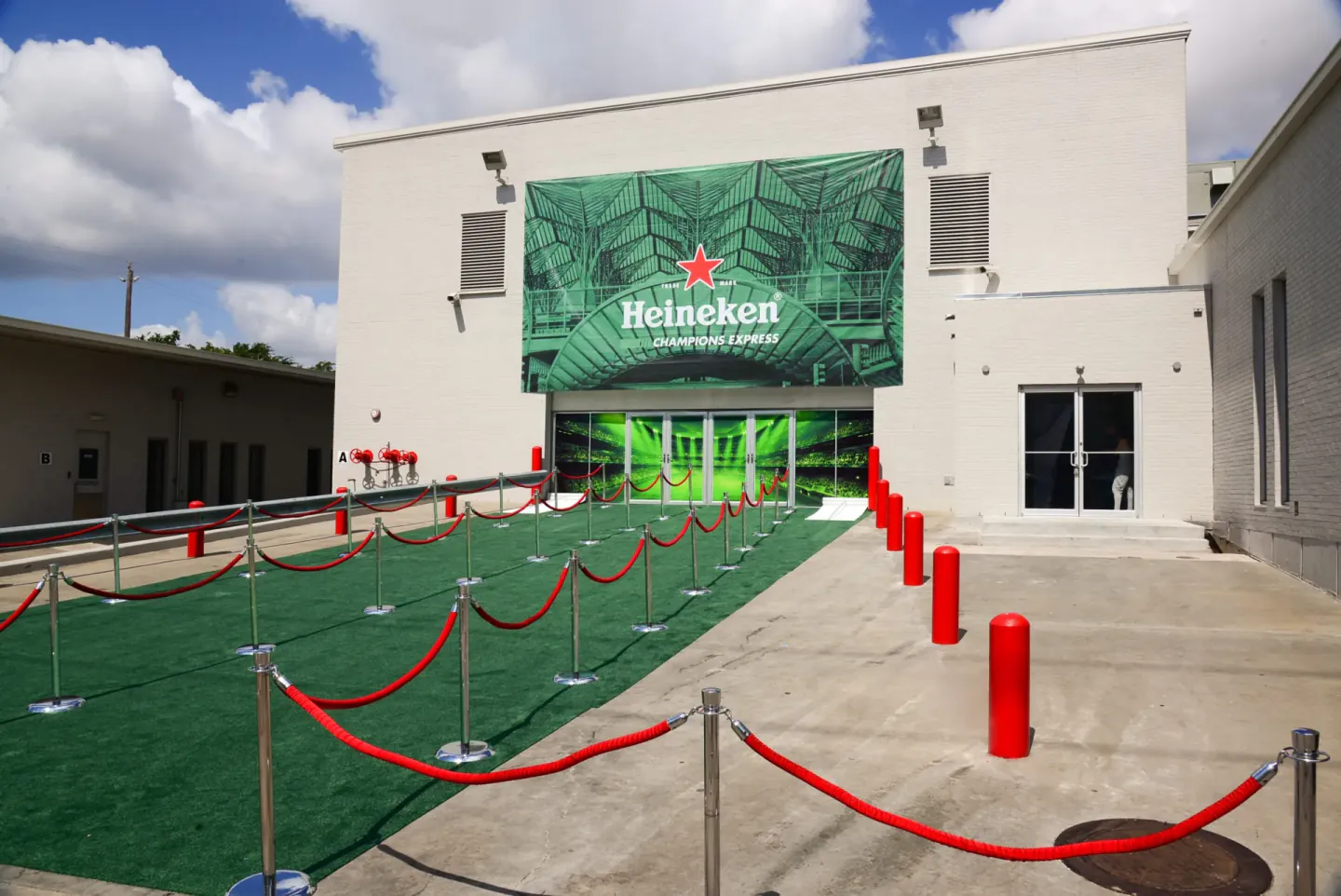 Heineken Champions Express branded building entrance