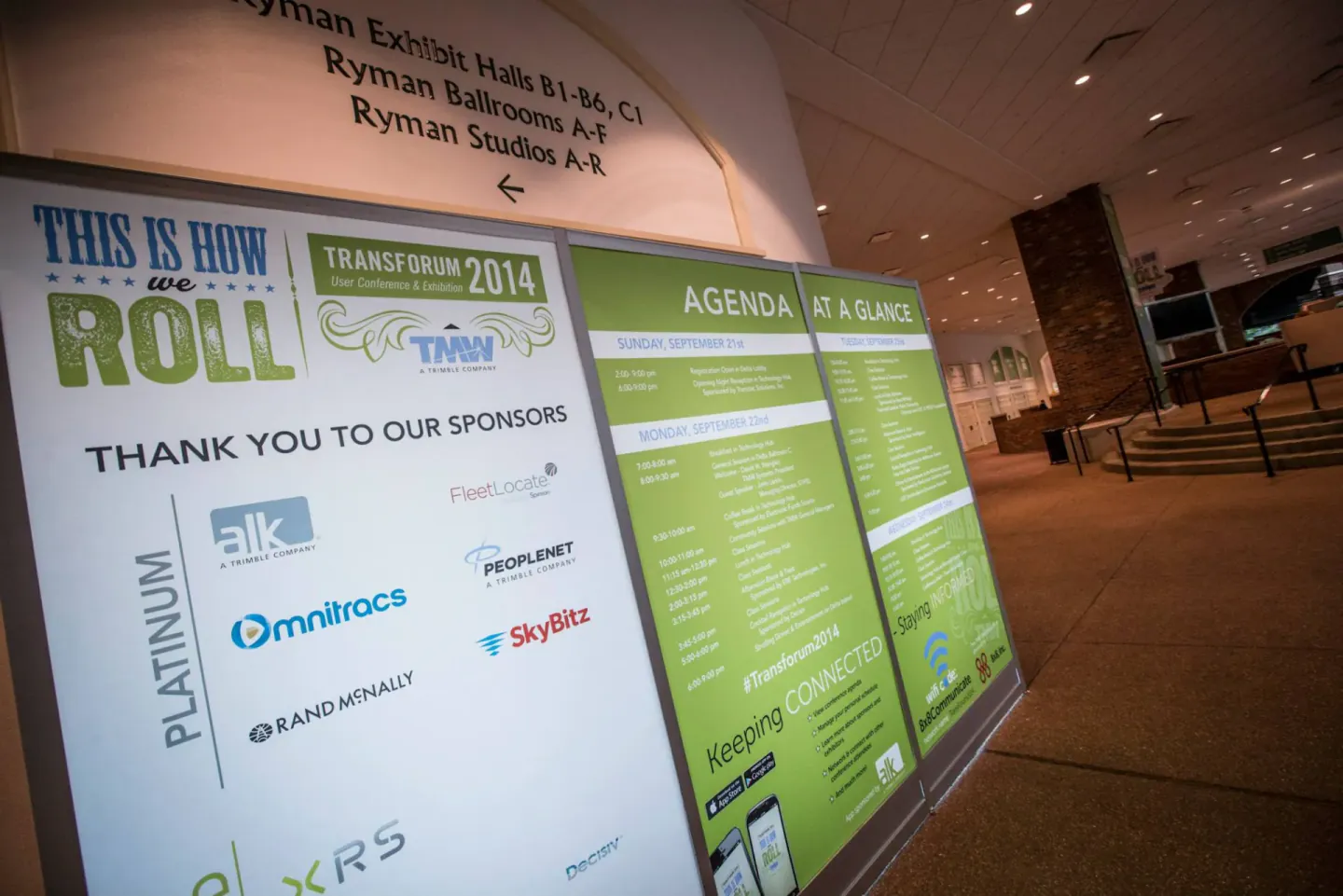TMW Transforum 2014 sponsor and agenda wall at the Ryman