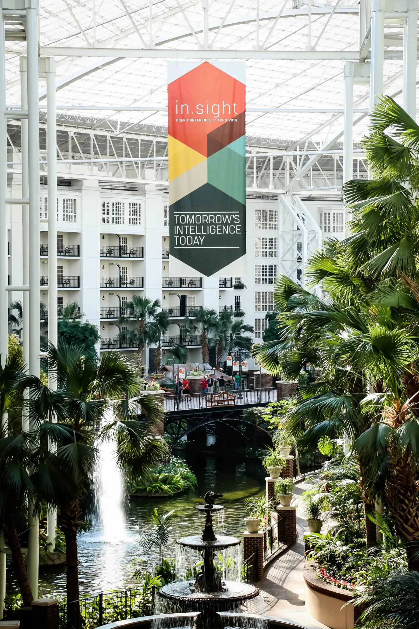 in.sight conference banner over the Opryland atrium, 2016