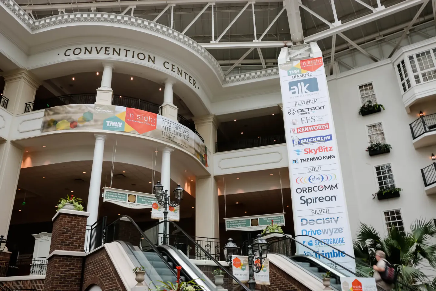 Sponsor tower and in.sight banners at the Opryland convention center, 2016