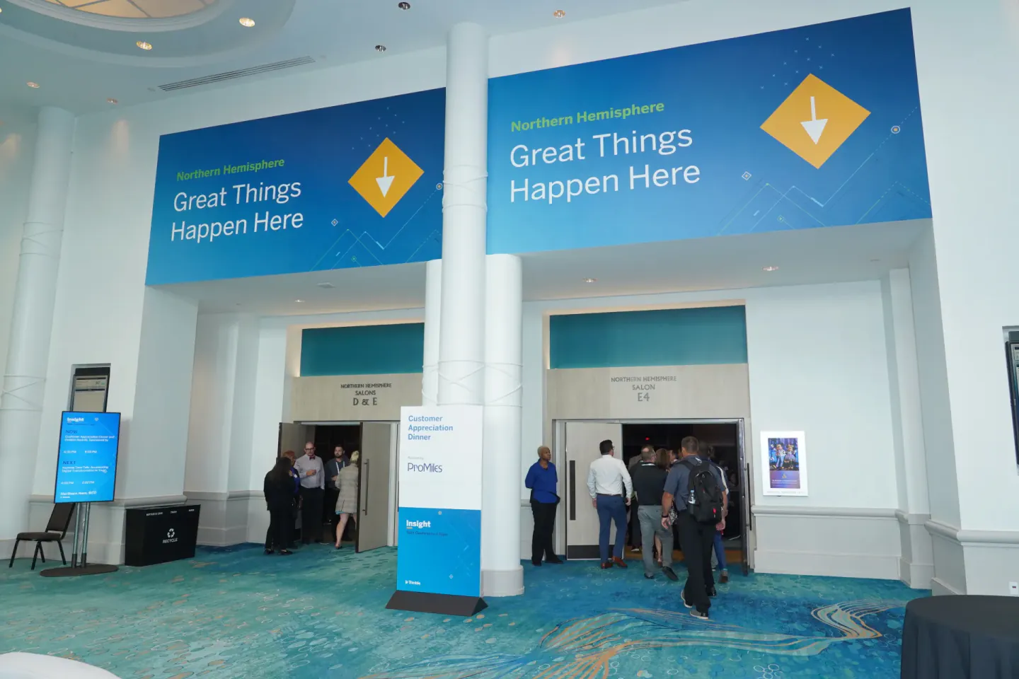 Great Things Happen Here ballroom entrance branding at Trimble Insight
