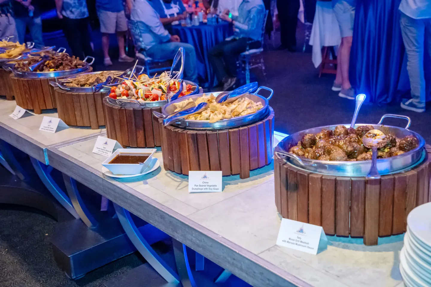 Buffet stations at Trimble Insight, Orlando, 2022