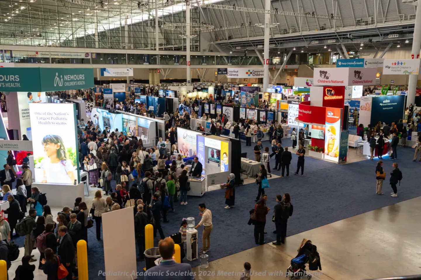 Overhead view of the exhibit hall at PAS 2026, Boston