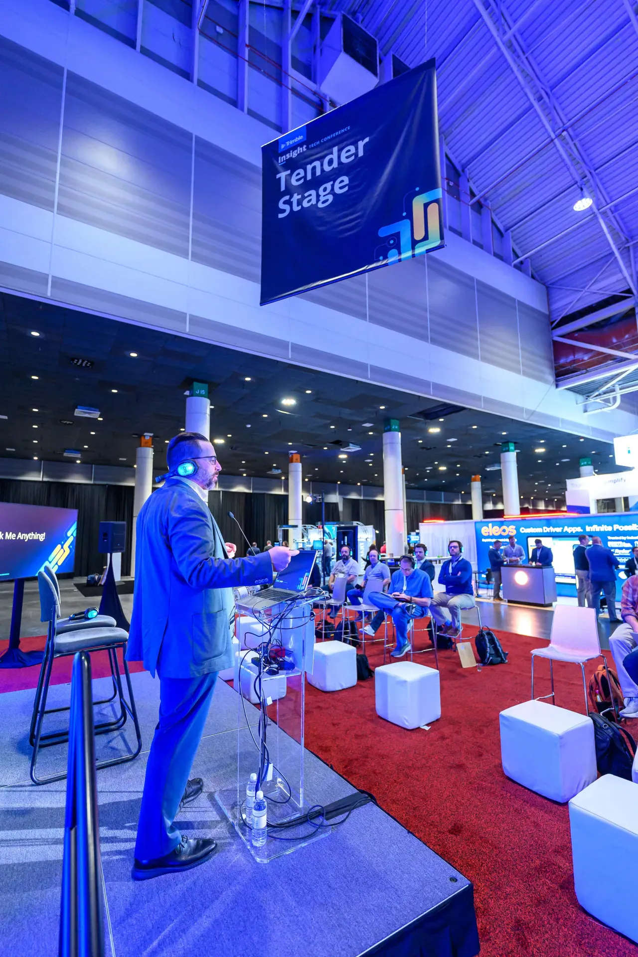 Tender Stage presentation on the exhibit floor at Trimble Insight, 2025