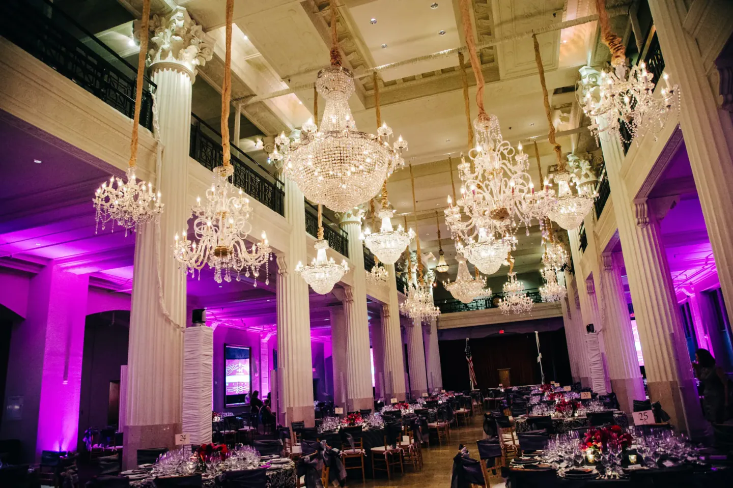 Chandelier ballroom at the BP Holiday Party, Houston, 2016
