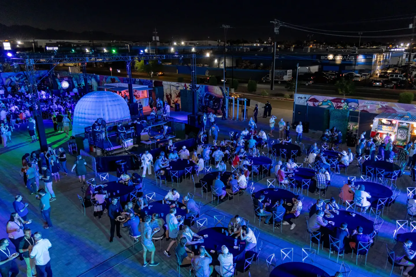 Outdoor evening party at Trimble Insight, Las Vegas, 2023