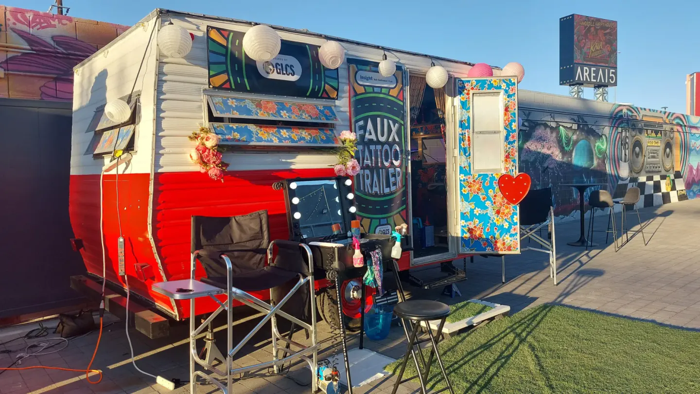 Faux tattoo trailer at Trimble Insight, Las Vegas, 2023