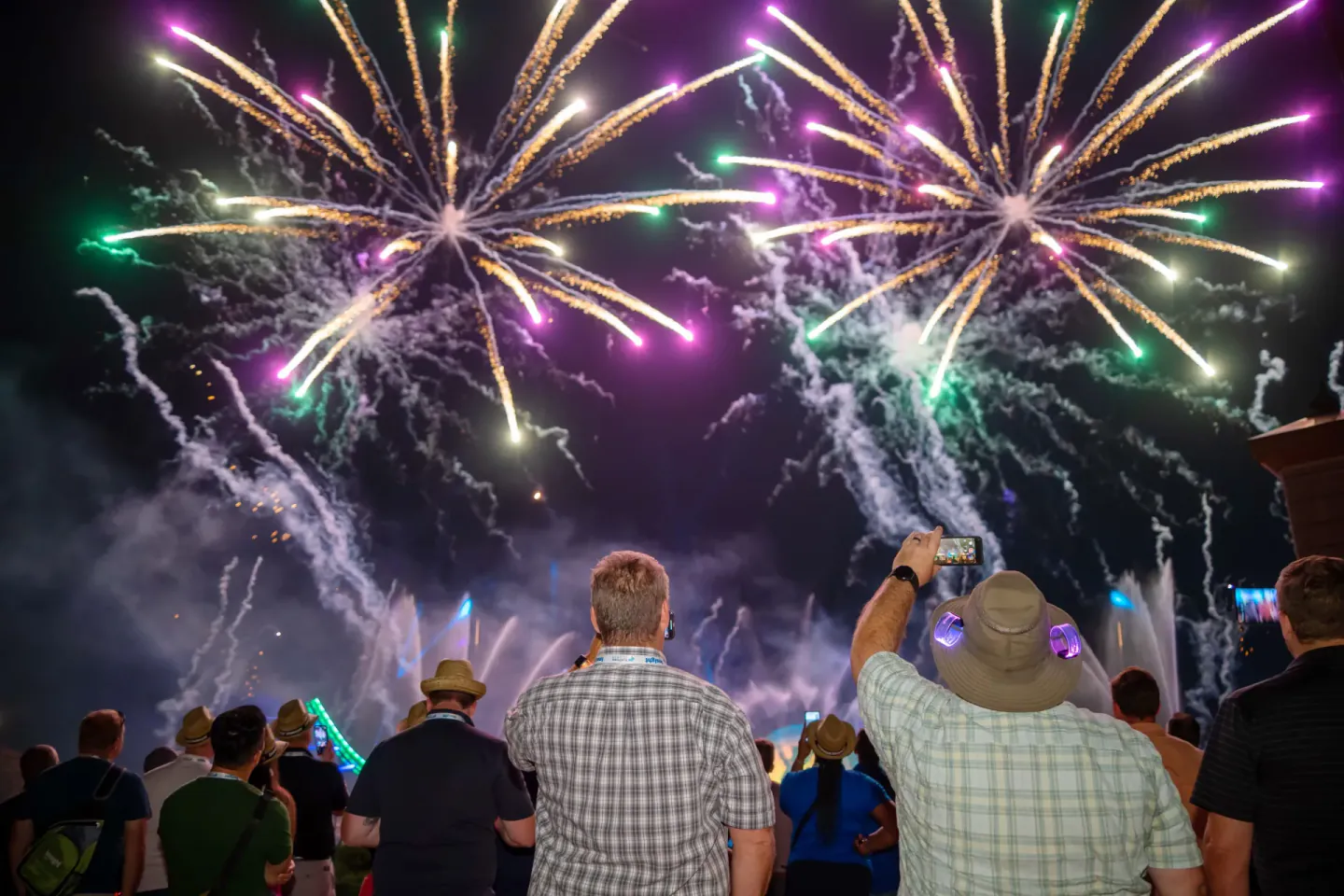 Attendees watching fireworks at Trimble Insight, Orlando, 2022