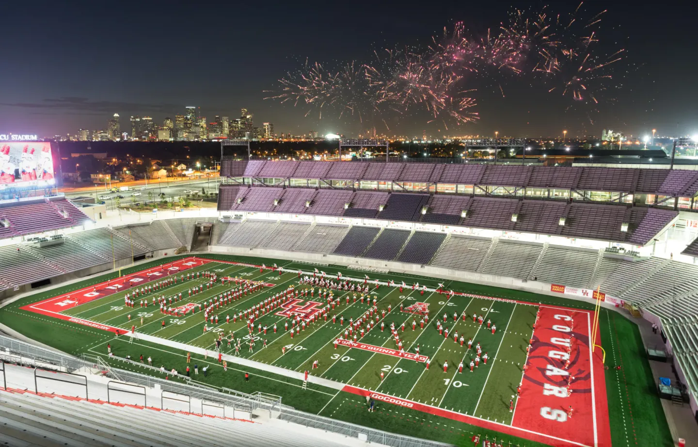 Fireworks over the University of Houston stadium opening, 2014