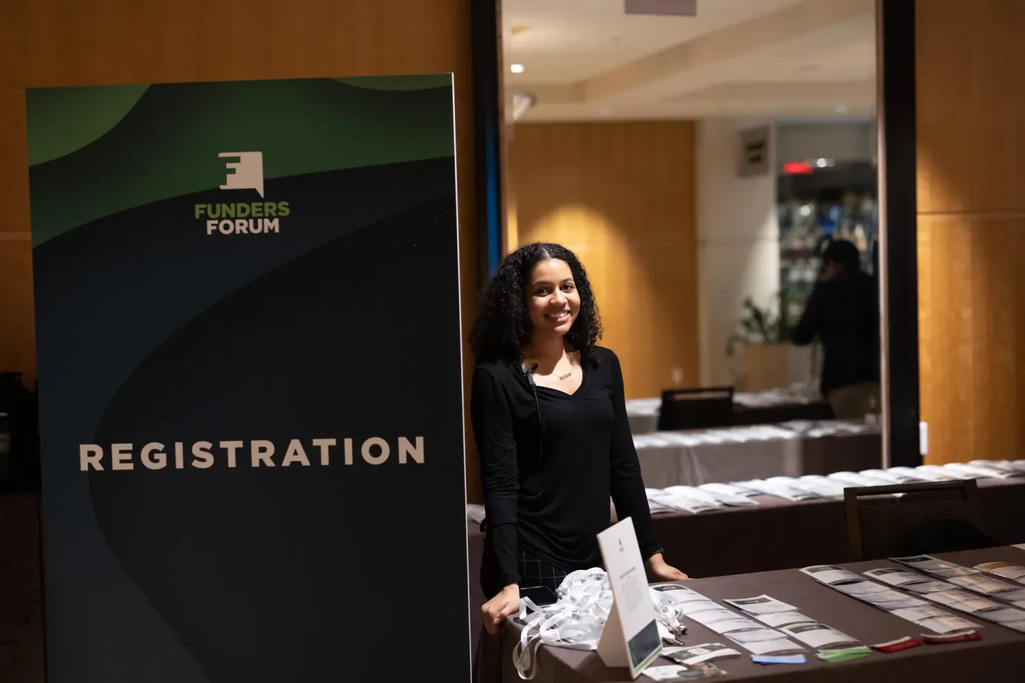 On-site staff at the Funders Forum registration desk