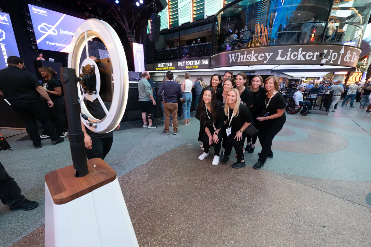 Coterie Spark on-site team at a Fremont Street photo booth during Trimble Insight, Las Vegas, 2024
