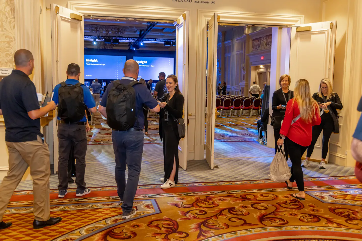 On-site staff greeting attendees at the Palazzo ballroom during Trimble Insight, Las Vegas