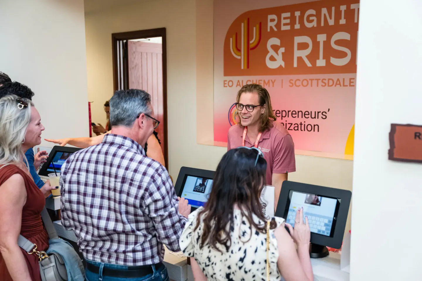 Self check-in tablets at EO Alchemy, Scottsdale, 2025