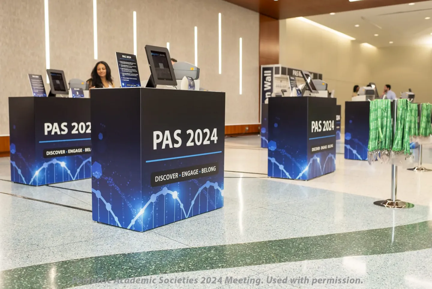PAS 2024 branded registration kiosks, Toronto