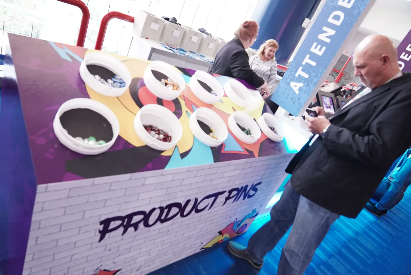 Product pins activation at the Trimble Insight attendee area, Houston, 2018