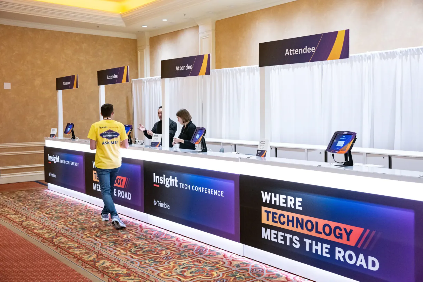 Trimble Insight Tech Conference registration counter, Las Vegas, 2024